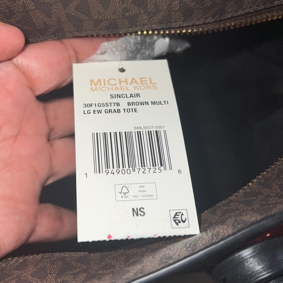 Michael Michael Kors Brown/Black/Orange Large Sinclair Logo Tape Tote - Picture 6 of 12